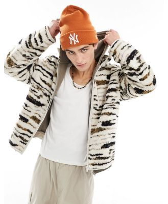 ASOS DESIGN oversized walker jacket in neutral tiger print
