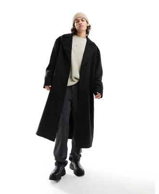 ASOS DESIGN oversized wool mix coat in black