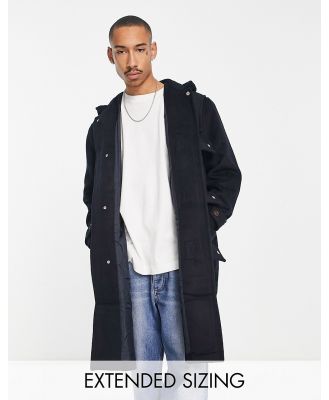 ASOS DESIGN oversized wool mix duffle coat with borg lining in navy