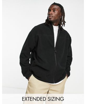 ASOS DESIGN oversized zip track through jacket in black polar fleece