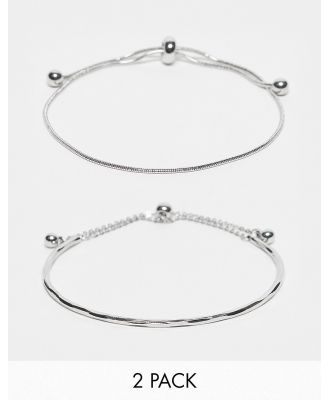 ASOS DESIGN pack of 2 bracelets with simple toggle detail in silver tone