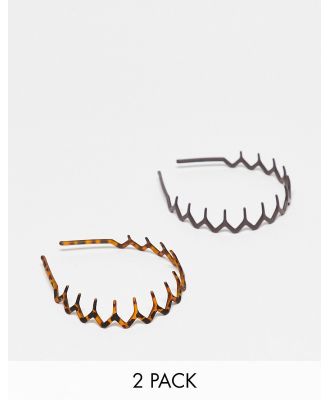 ASOS DESIGN pack of 2 hair comb headband in brown and tort-Multi