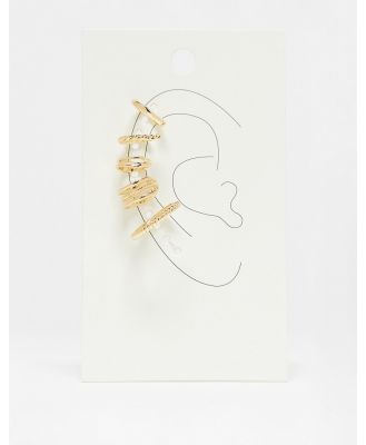 ASOS DESIGN pack of 5 ear cuffs with mixed detail in gold tone