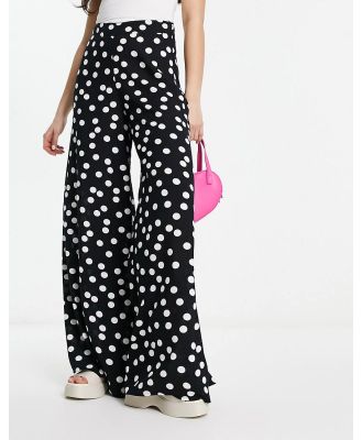 ASOS DESIGN palazzo pants in black polka dot print-Multi