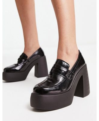 ASOS DESIGN Palette chunky high heeled loafers in black