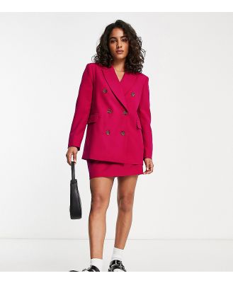 ASOS DESIGN Petite boxy double breasted suit blazer in fuchsia-Pink