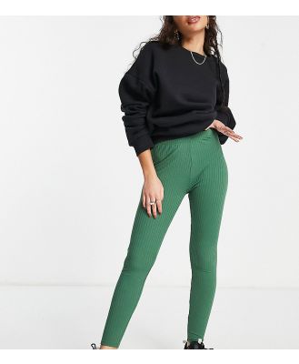 ASOS DESIGN Petite leggings in khaki rib-Green