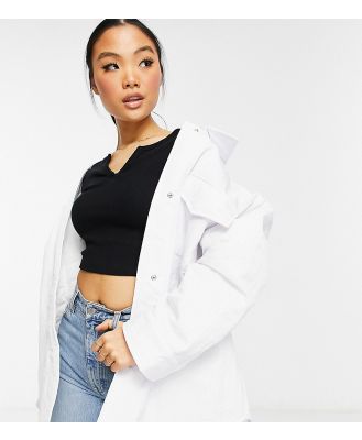 ASOS DESIGN Petite nylon tech shacket with quilted lining in white