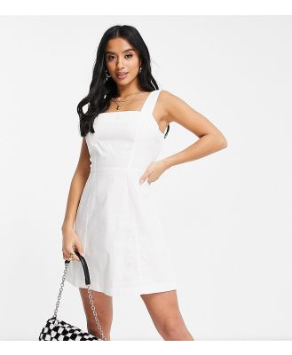 ASOS DESIGN Petite soft denim mini pinny dress in off white