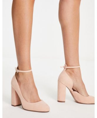 ASOS DESIGN Placid high block heels in blush-Neutral
