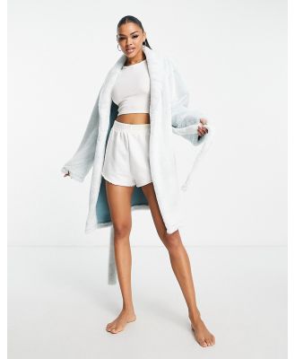 ASOS DESIGN premium faux fur mini robe in pale blue