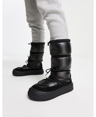 ASOS DESIGN puffer chelsea boots in black nylon