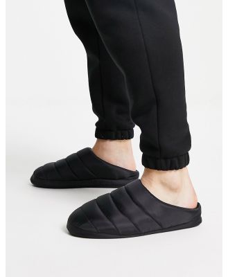 ASOS DESIGN puffer slippers in black