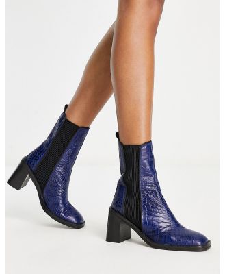 ASOS DESIGN Ratings leather chelsea boots in blue croc