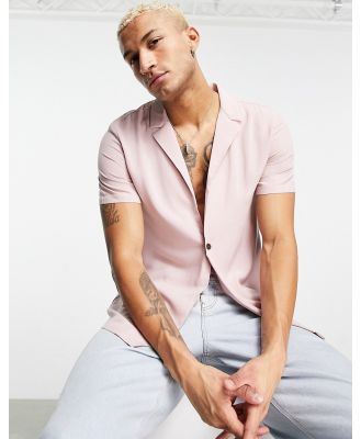 ASOS DESIGN regular viscose shirt with one button in pink