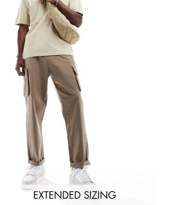 ASOS DESIGN relaxed cargo pants in stone-Neutral