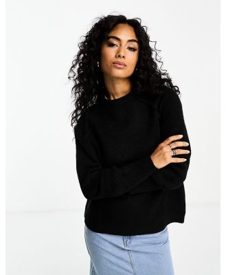 ASOS DESIGN relaxed crew neck jumper with seam detail in black