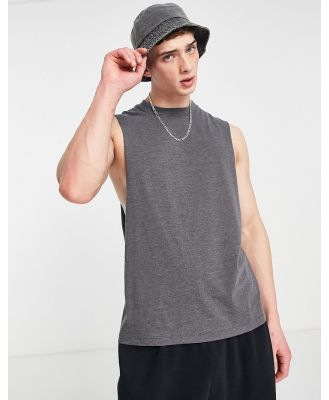 ASOS DESIGN relaxed fit singlet in charcoal marl-Grey