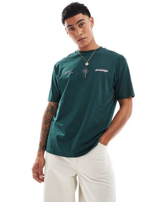 ASOS DESIGN relaxed fit t-shirt with multi placement print in green