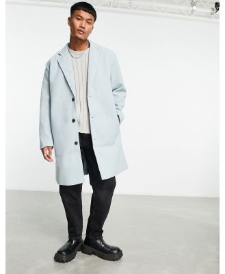 ASOS DESIGN relaxed fit wool mix overcoat in blue