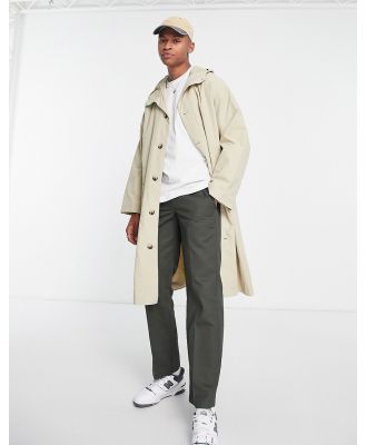ASOS DESIGN relaxed lightweight parka in stone-Neutral