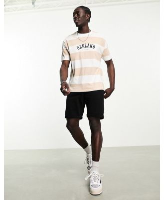 ASOS DESIGN relaxed t-shirt in beige stripe and city print-Multi