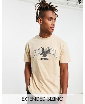 ASOS DESIGN relaxed t-shirt in beige with Atlanta embroidery-Neutral