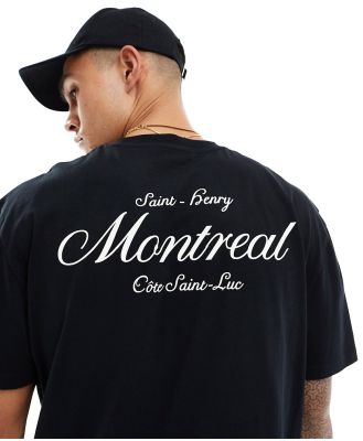 ASOS DESIGN relaxed t-shirt in black with Montreal back print
