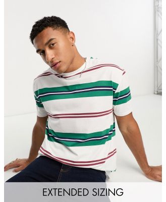 ASOS DESIGN relaxed t-shirt in green and red stripe-Multi