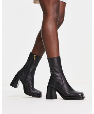 ASOS DESIGN Restore leather mid heel boots in black