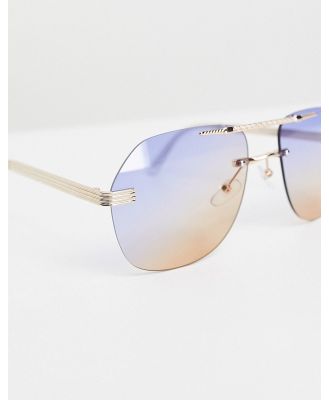ASOS DESIGN retro rimless aviator sunglasses with gradient lens-Multi