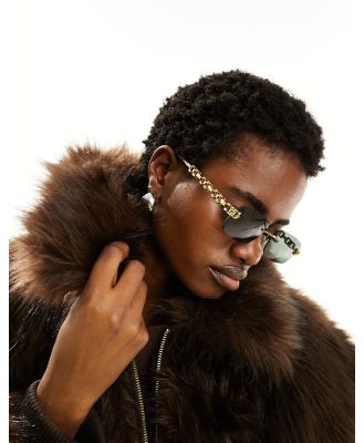 ASOS DESIGN rimless 90s sunglasses with chain temple-Gold