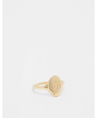 ASOS DESIGN ring with celestial design with star and moon in gold tone