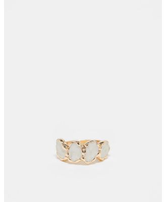 ASOS DESIGN ring with faux pearl detail in gold tone