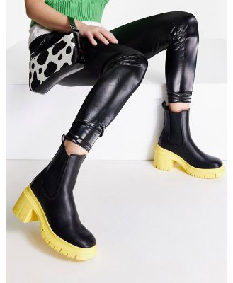 ASOS DESIGN Rio mid heeled chelsea boots in black and yellow