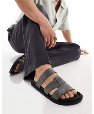 ASOS DESIGN sandals in grey faux suede