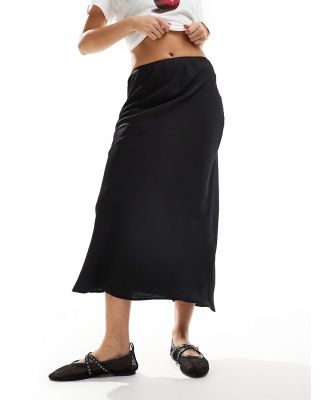 ASOS DESIGN satin bias midi skirt in black