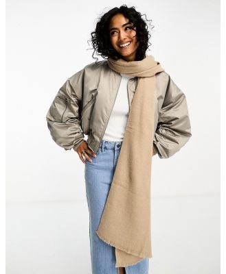 ASOS DESIGN scarf with raw edge in stone-Neutral