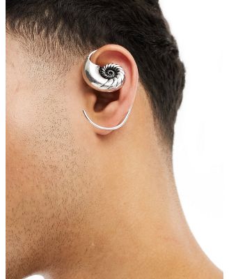 ASOS DESIGN shell design ear cuff in silver tone