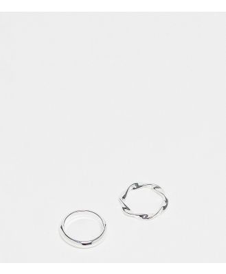 ASOS DESIGN silver plated pack of 2 rings with twist design