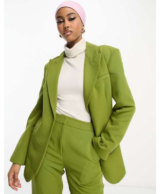 ASOS DESIGN single button 70s suit blazer in moss-Green