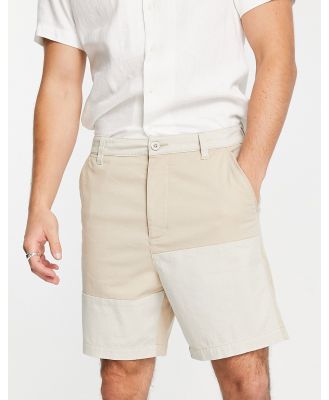 ASOS DESIGN skater shorts with colour block in beige-Neutral
