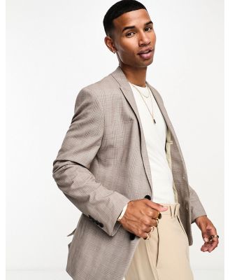 ASOS DESIGN skinny blazer in brown prince of wales check