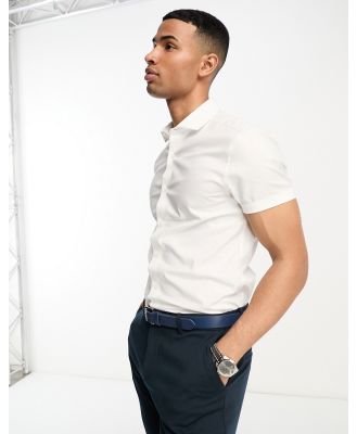 ASOS DESIGN skinny fit royal oxford shirt with cutaway collar in white