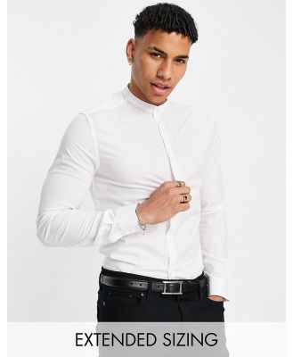 ASOS DESIGN skinny fit shirt with grandad collar in white