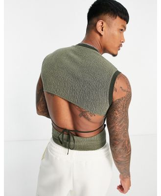 ASOS DESIGN skinny singlet in green with cut out back and ties