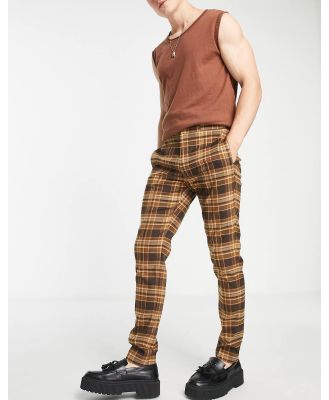 ASOS DESIGN skinny smart pants in brown check