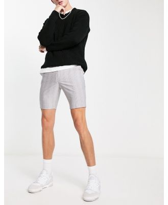 ASOS DESIGN skinny smart shorts in grey prince of wales check