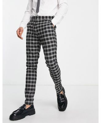 ASOS DESIGN skinny suit pants in black and beige check