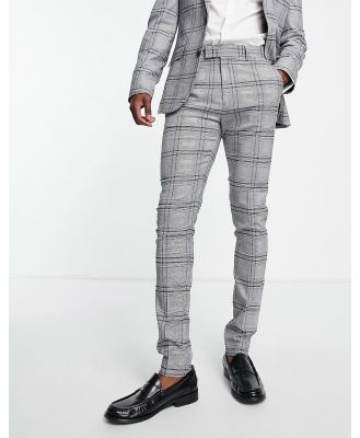 ASOS DESIGN skinny suit pants in large scale blue check